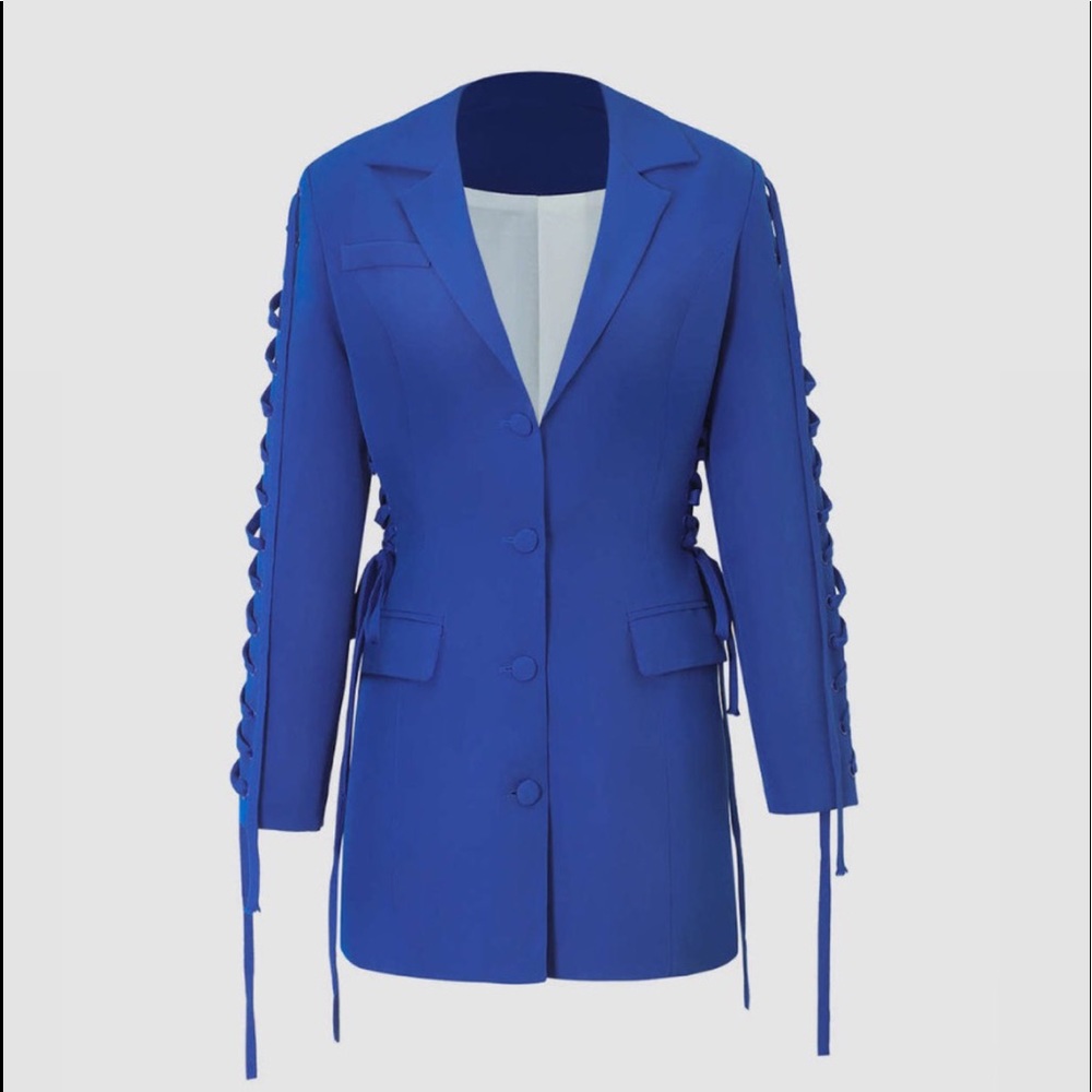 Lace Up Blazer Dress